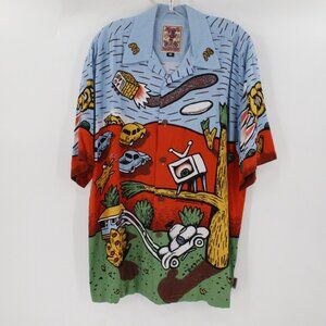 VTG Mambo Loud Shirt Mens medium lost weekend car tree Graphic Art Rayon 90s
